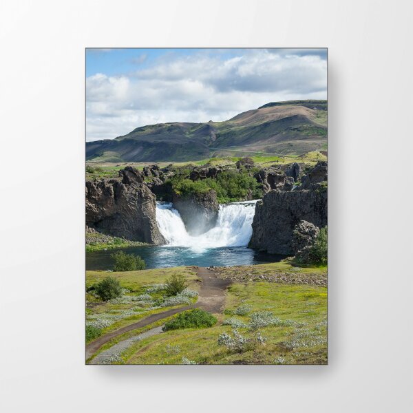 Island Wasserfall im Grünen - Spanntuch
