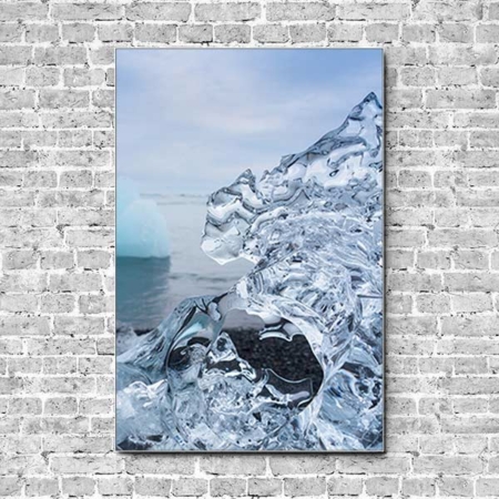 Stoffklang Akustikbild Hochformat Wand Island Eis Detailansicht
