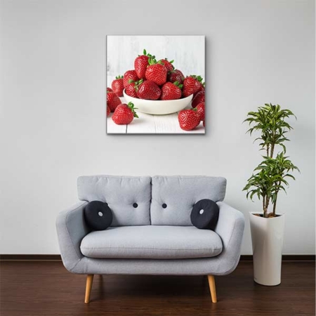 Akustikbild Fruchtschale Erdbeeren Quadrat