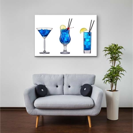 Akustikbild Cocktails blau Querformat