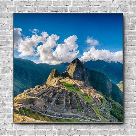Stoffklang Akustikbild Quadrat Wand Weltwunder Machu Pichu in Peru