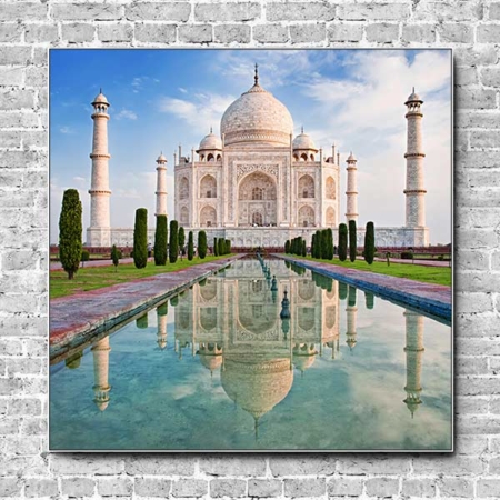 Stoffklang Akustikbild Quadrat Wand Weltwunder Taj Mahal Indien