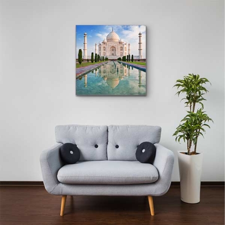 Stoffklang Akustikbild Quadrat Zimmer Weltwunder Taj Mahal Indien