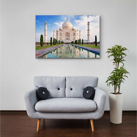 Stoffklang Akustikbild Querformat Zimmer Weltwunder Taj Mahal Indien